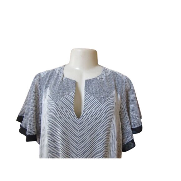 Reiss Hannah Zig Zag Print Tiered Dress, Black/Neutral in size 6 - Picture 5 of 9